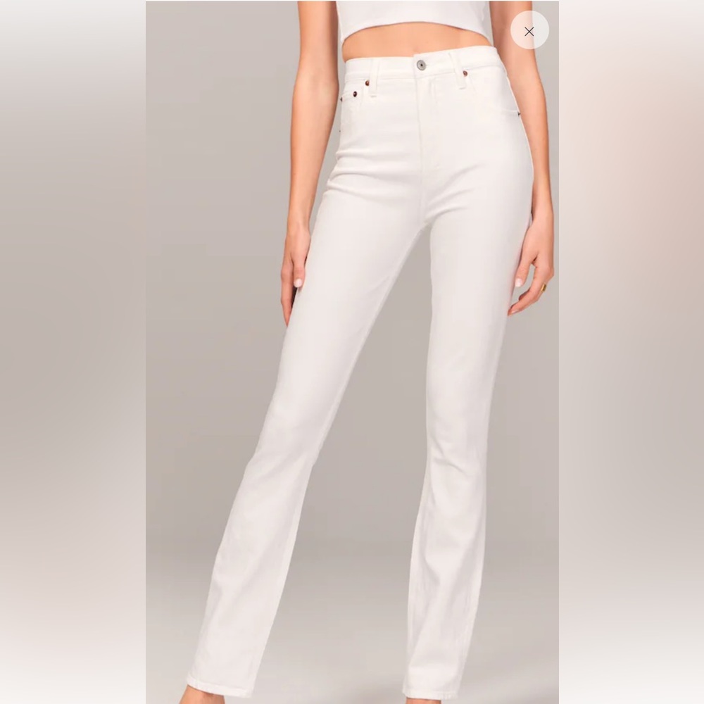ABERCROMBIE & FITCH THE SLIM STRAIGHT ULTRA HIGH RISE WHITE JEANS 27 Short